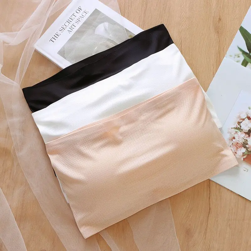 

1 Pcs Lce Silk Breathable Mesh Chest Wrapped Strapless Straight Line Ice Silk Anti Glare Back Strapless Bra