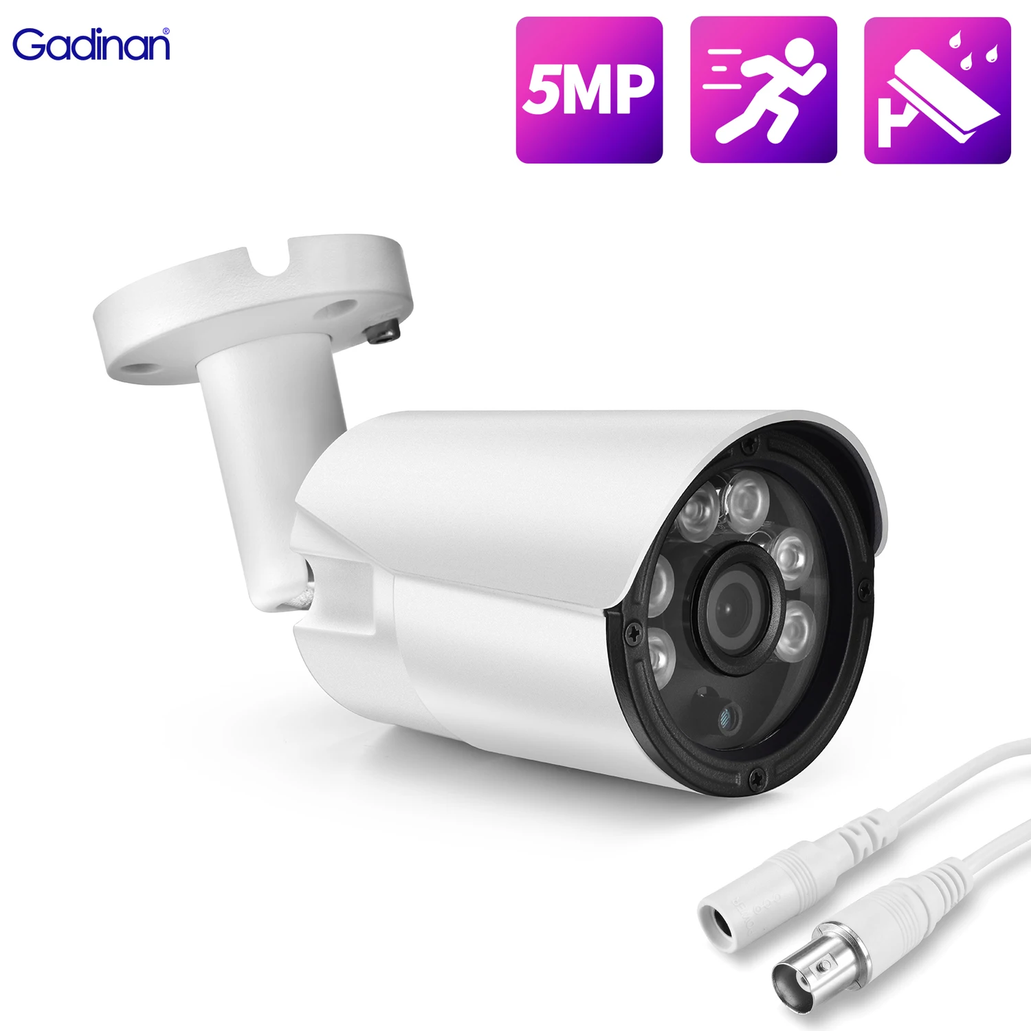 

Gadinan Outdoor 5MP AHD Security Camera Bullet Email Alerts Webcam Waterproof Day & Night Video Surveillance with 12V 1A