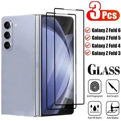 3-1Pcs Screen Protector For Samsung Galaxy Z Fold 6 5 4 3 9H Hardness Tempered Glass Protective Film For ZFold6 Zfold5 ZFold4 3