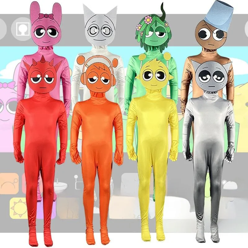 Halloween Rollenspel Pak Ritme Box Sprunki Kinder Stage Performance Pak Cosplay Jumpsuit Traditioneel Chinees Kostuum