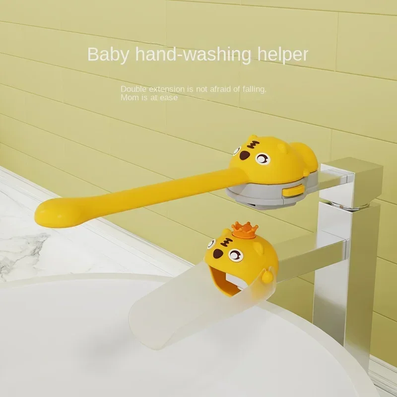 Faucet Extender, Children's Hand Washing God Tiger Cartoon Silicone Extender, Splash Proof Extension Switch, Water Channel