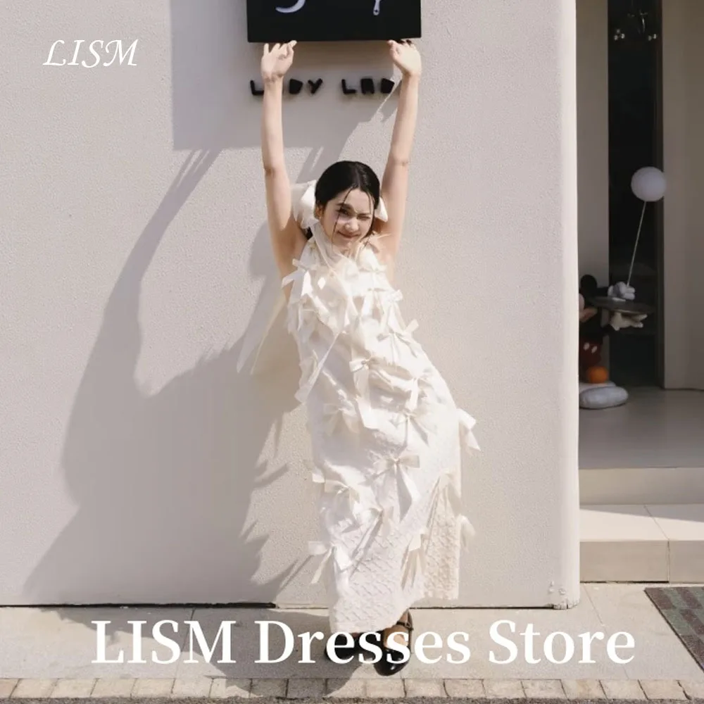 

LISM Sweet Ivory A-Line Korea Evening Dresses Photo Shoot Printed Flower Tea Length Elegant Prom Gowns웨딩드레스Customized Corsets