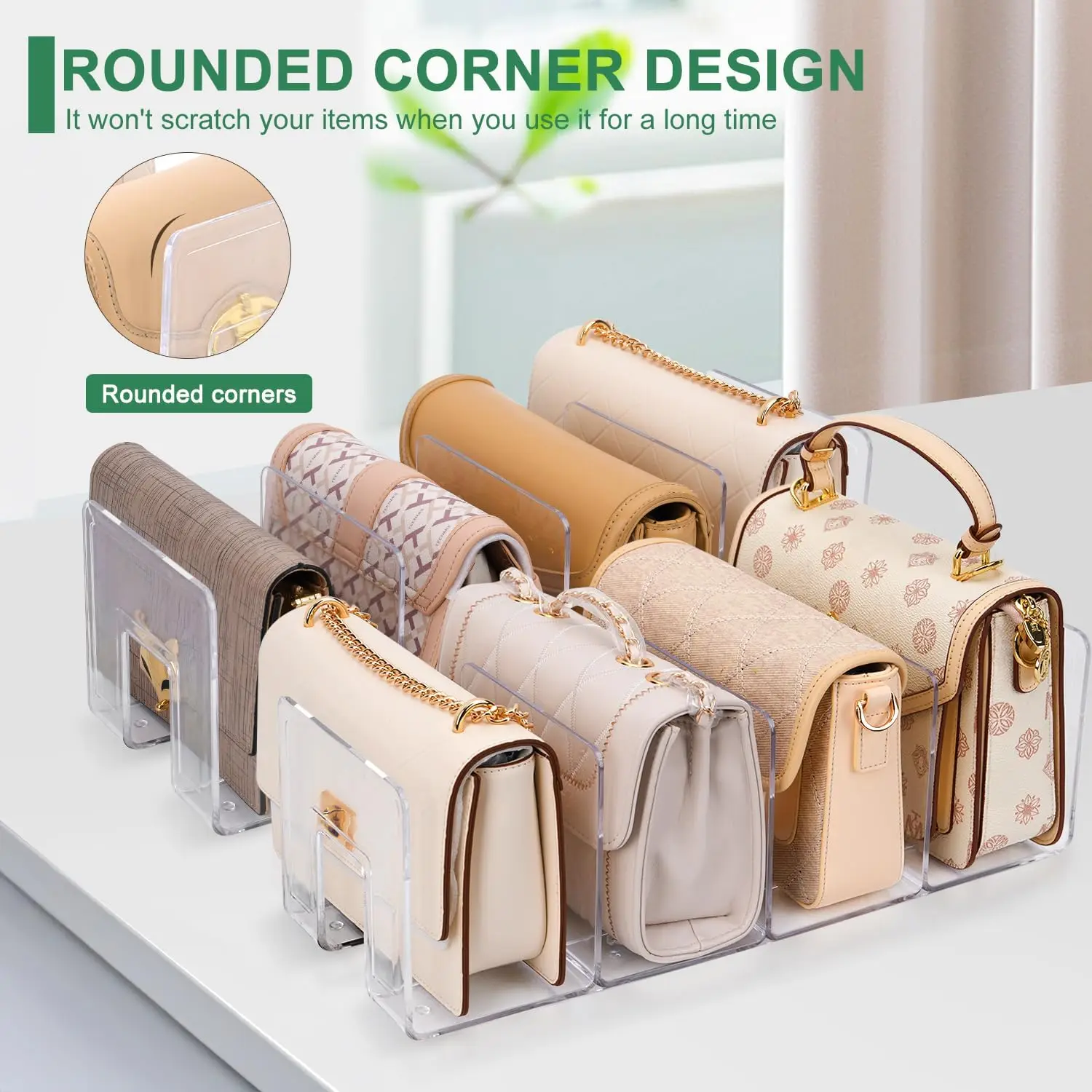 2er-Pack Acryl-Geldbörsen-Organizer für den Schrank, Taschen- und Geldbörsen-Organizer mit 8 Fächern, durchsichtige Handtaschen-Aufbewahrungsregale, Kleidung, Pullover