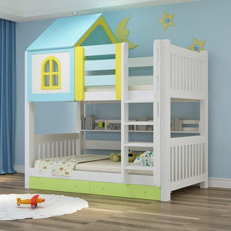 ZL S مساحة تخزين سرير أطفال الحد الأدنى فريد اليابانية خشبية سرير أطفال إطار بطابقين الحديثة مضاءة Cabane Enfant الأثاث #6