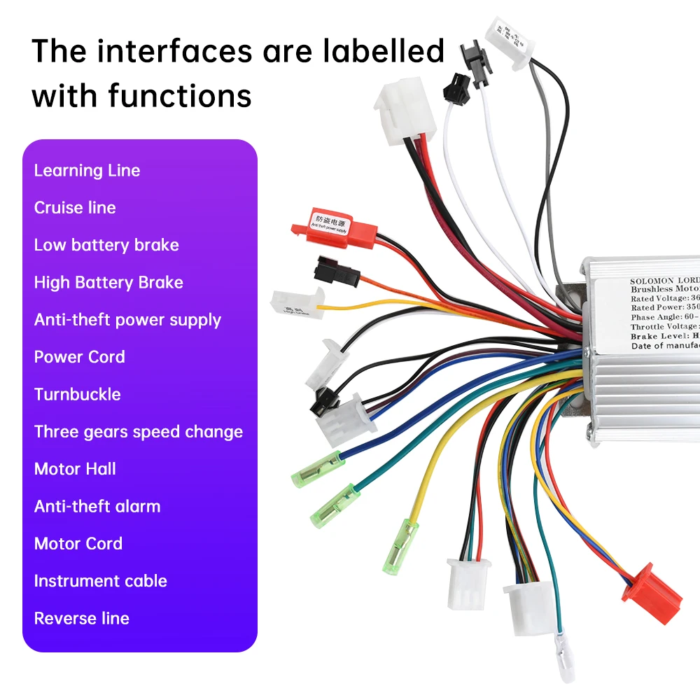 36 فولت/48 فولت دراجة كهربائية وحدة تحكم المحرك 350 واط 15-18A سكوتر مقاوم للماء تحكم سرعة تنظيم مثبت السرعة عكس #1
