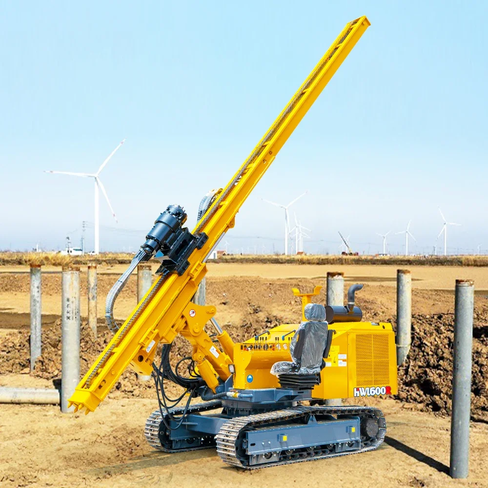 High-Efficiency Hydraulic Vibro Hammer Sheet Solar Pile Driver with 4m 5m 6m Frame Post Crawler Ramming Machine