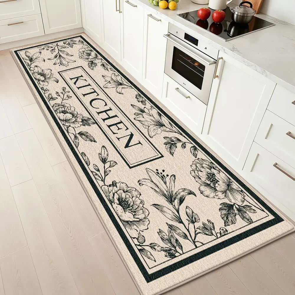 

VIKAMA Long Corridor Passageway Carpet Dining Room Laundry Room Kitchen Anti-Slip Water-Absorbing Foot Mats Home Decoration