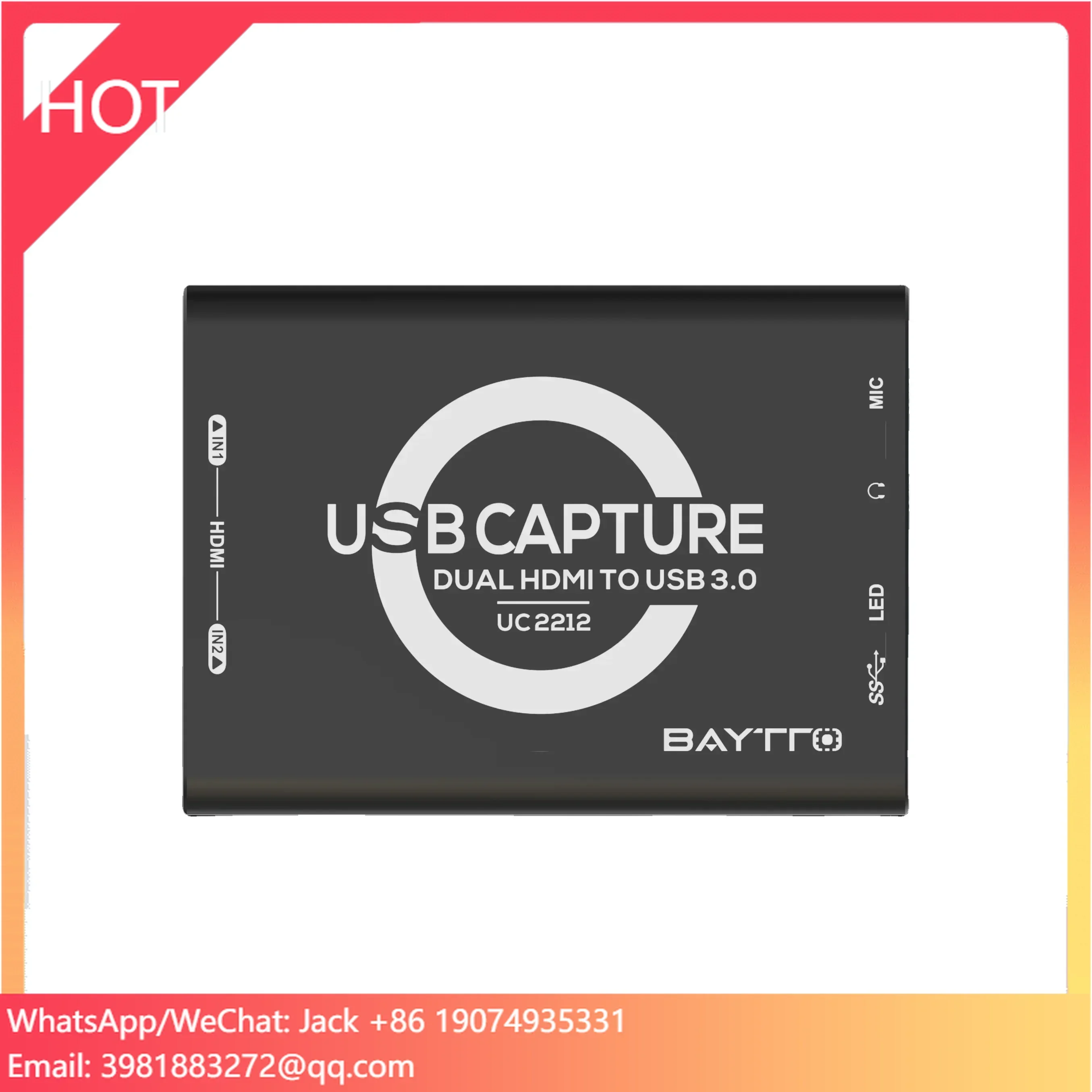 Tarjeta de captura de vídeo Dos entradas HD MI Salida USB3.1 Transmisión en vivo Entrada dual HD MI con tecla Chroma 3D-LUT