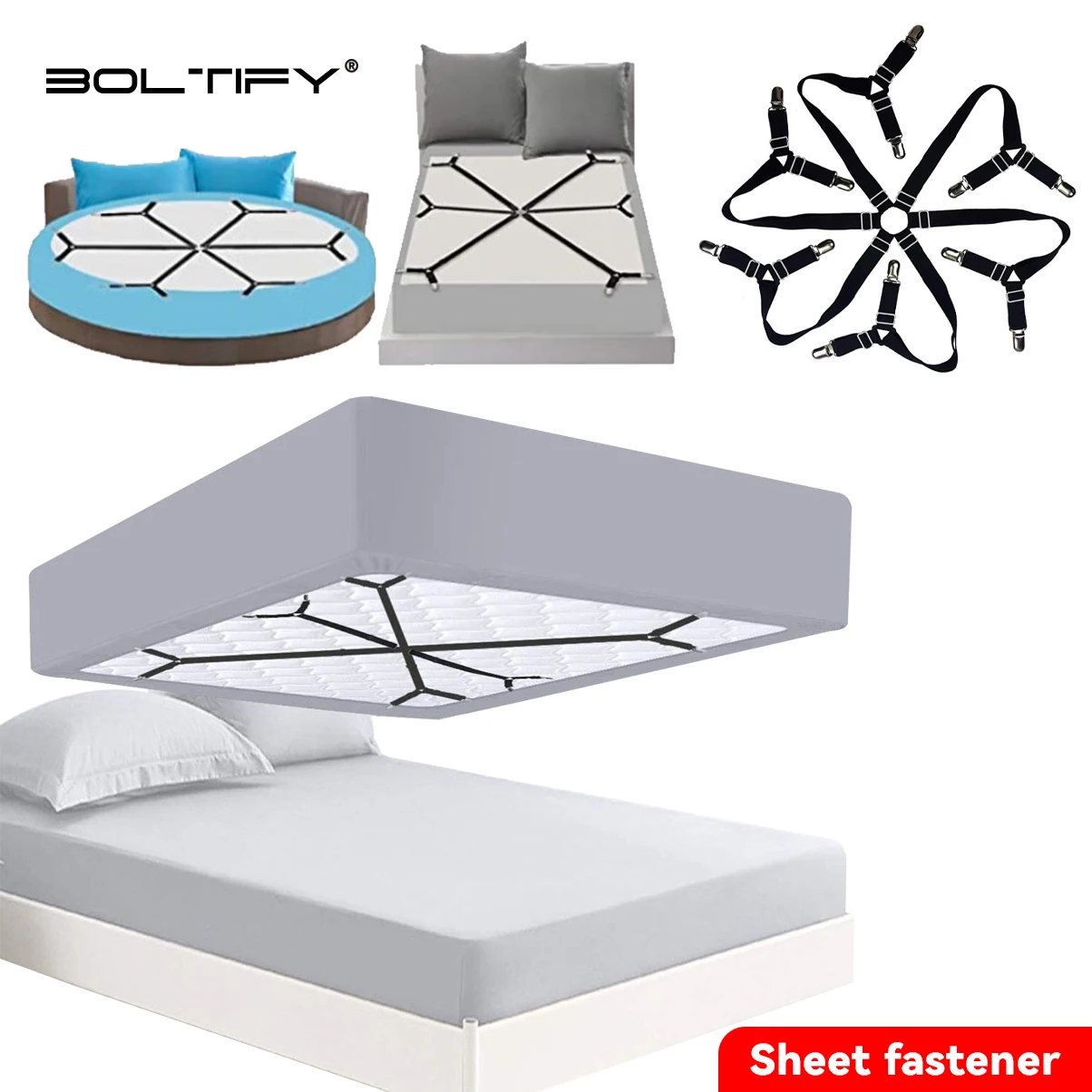 

Bed Sheet Holder Adjustable Elastic 12 Clips Fixed Holder Mattress Clip Fasteners Cover Blankets Grippers Fixing Non-Slip Strap