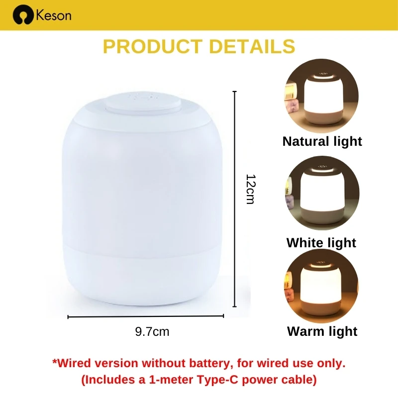 ポータブルLEDデスクランプ,タッチコントロール,調整可能なナイトライト,USB,3色温度,子供へのギフト