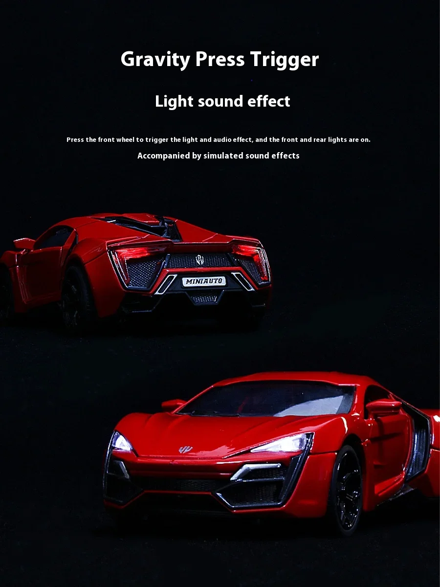 1:32 W Motoren Lykan Hypersport Super Sport Auto Legering Metaal Gegoten Model Voertuig Verzamelen Hobby Geluid En Licht Trendy Ornamenten