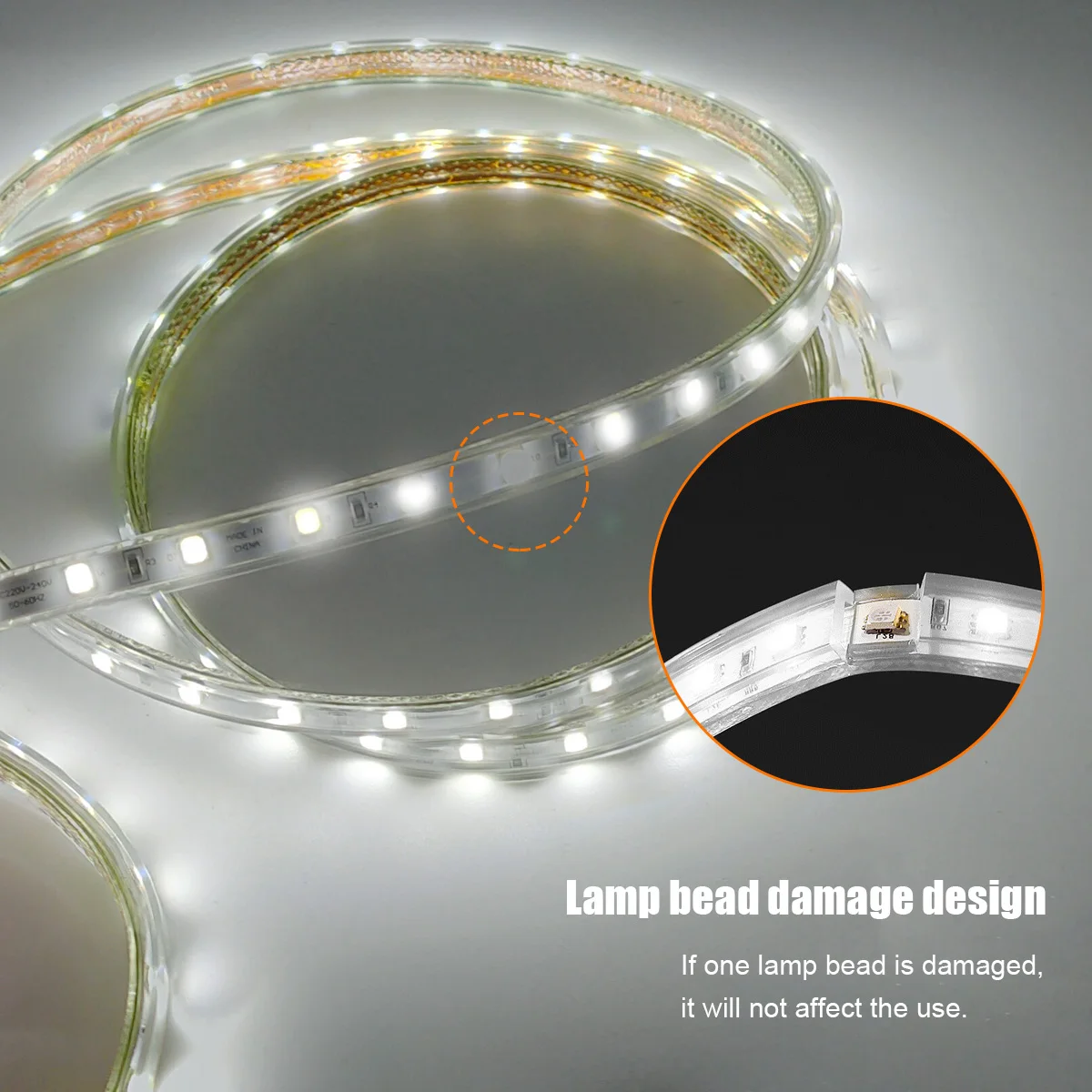 60Leds/m SMD 5050 Led Strip Light 220V High Brightness Waterproof Flexible Kitchen Outdoor Garden Led Lights 5m10m EU plug image 2