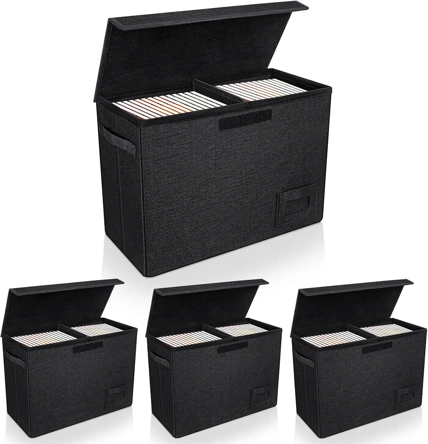 

4-Pack Comic Book Storage, Collapsible Comic Book Case with Dividers and Carrying Handles, Comics Short Box Holds 150 Comics,