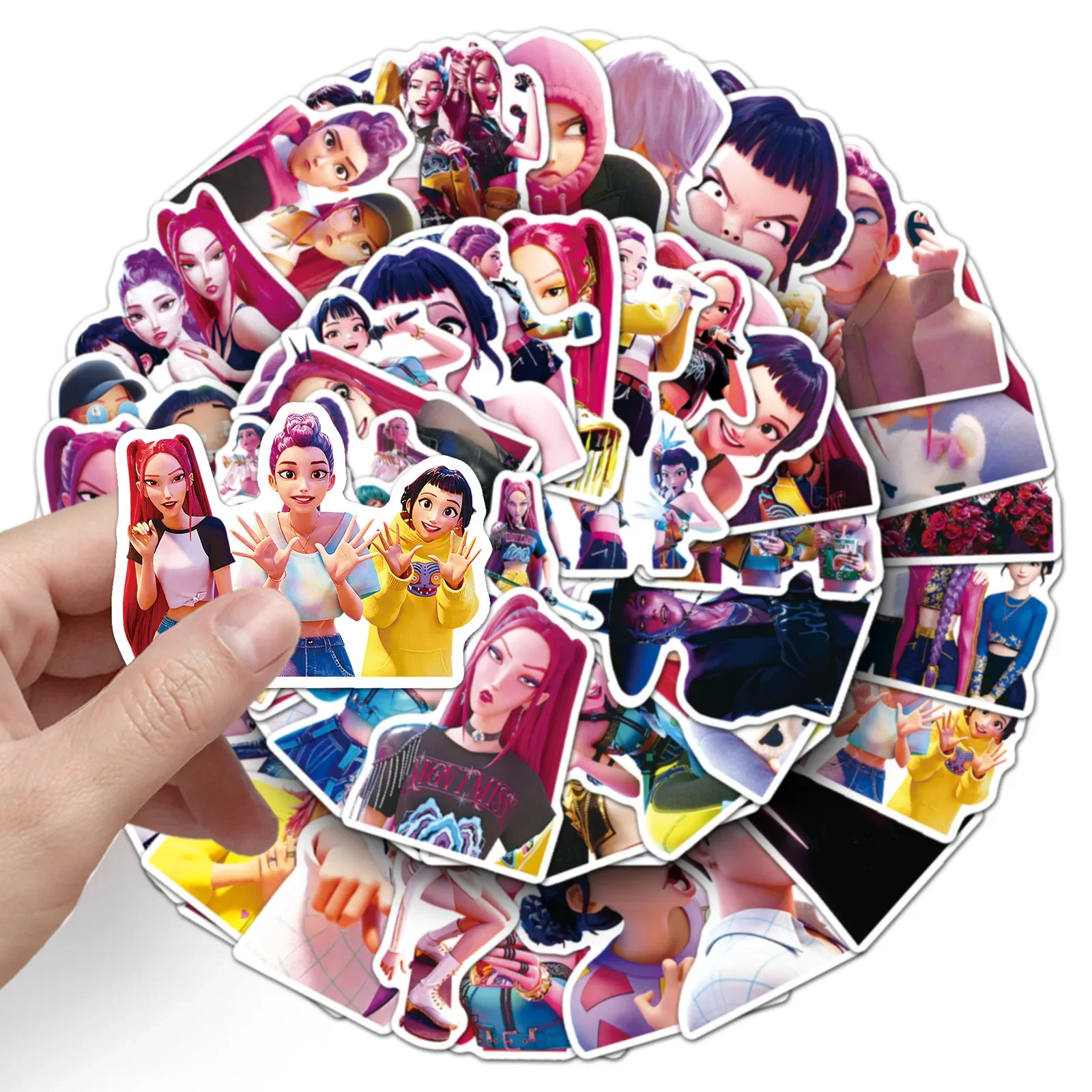 Urocze naklejki anime Kpop Demon Hunter, kreskówkowe naklejki do zaklejania, wodoodporne, do samodzielnego tworzenia, scrapbookingu, artykuły papiernicze, słodkie naklejki na prezent.