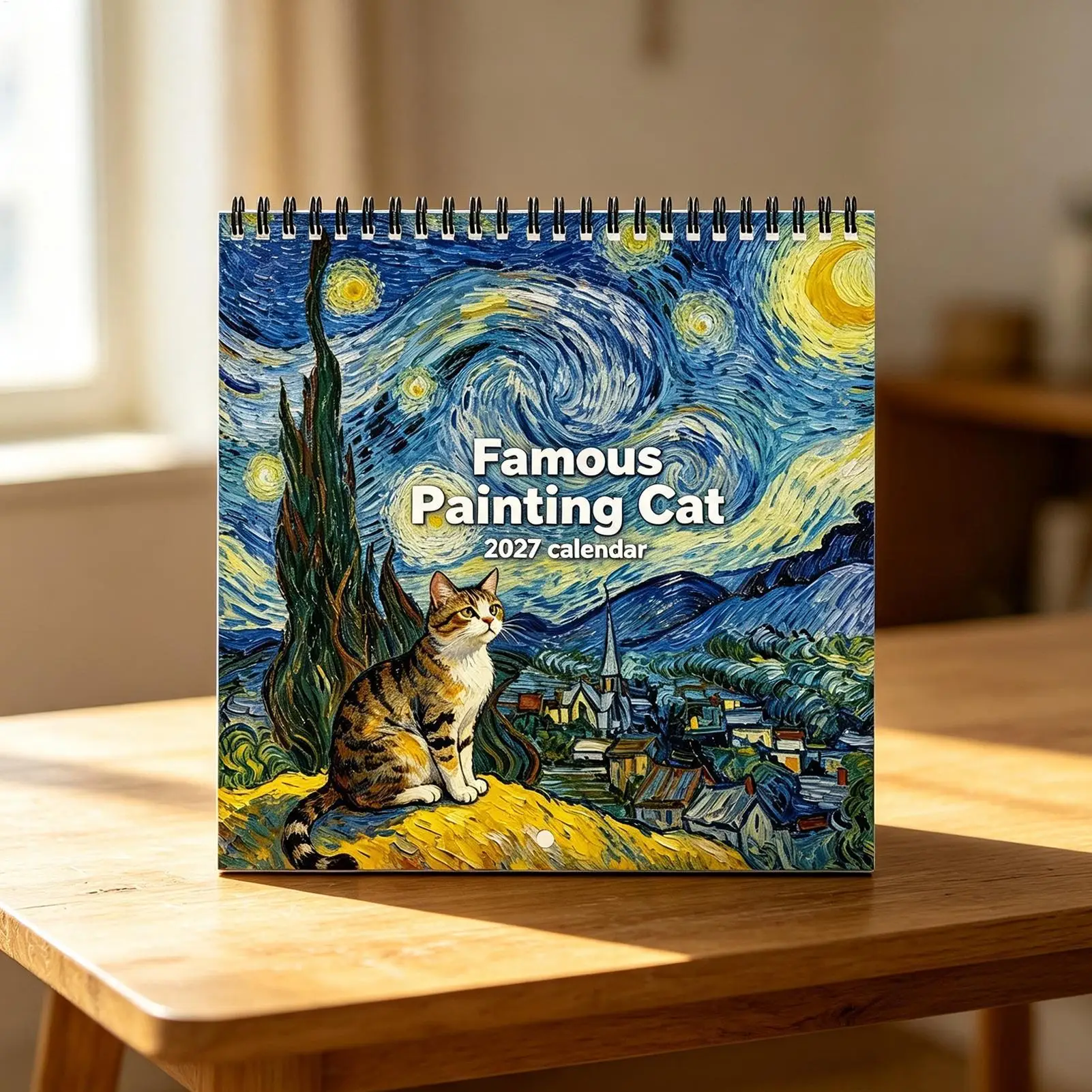 2027 Wall Calendar Cat Starlight Themed Funny Cute Thick Paper Monthly Planner Hanging Wall Decor Calendar For Home Office