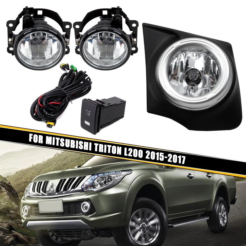 

Front Bumper Fog Lamp Upgrade Kit FOR Mitsubishi Triton L200 2015 2016 2017 Version Additional Foglight Set Switch + Wiring