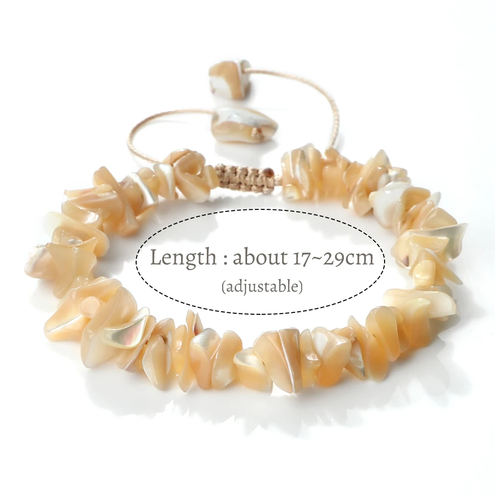 Bohemian White Chips Shell Bracelet Irregular Gravel Chip Seashell Bead Braided Bracelets Fashion Summer Beach Jewelry for Women - view 2