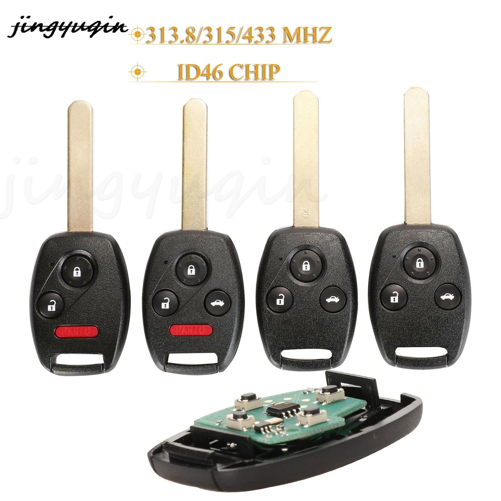 

jingyuqin 10pcs Remote Key 313.8/315/433.9Mhz G8D-382H-A/QUCG8D-308H-A For Honda Accord Element CR-V HR-V City Odyssey Civic