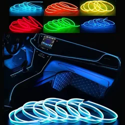 1M/3M/5M car interior lighting LED light with decorative steel wire rope pipeline flexible neon light with USB drive