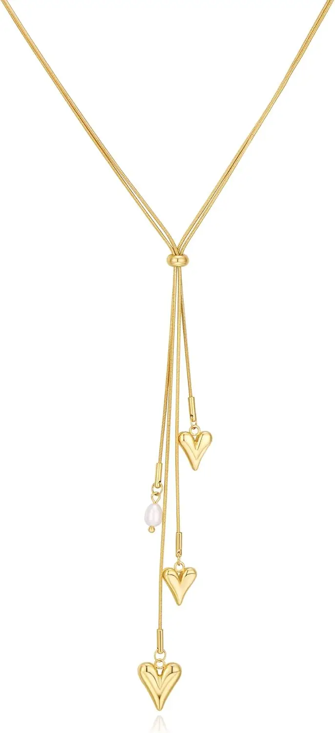 

Long Y Lariat Heart Necklace for Women Elegant Layered Chain Jewelry Gift