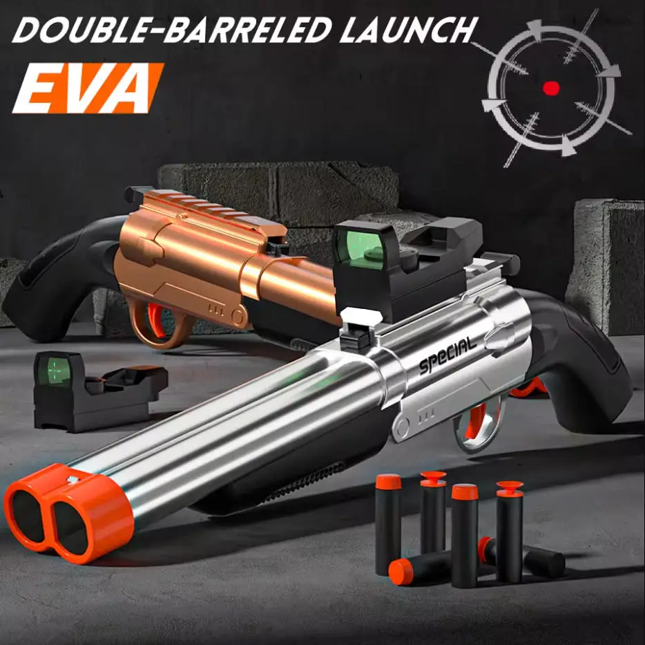 Double Barreled Rifle Toy Gun Airsoft Launcher Soft Bullets Blaster Outdoor Sports Game Shot Gun Waffe für Kinder Geschenk