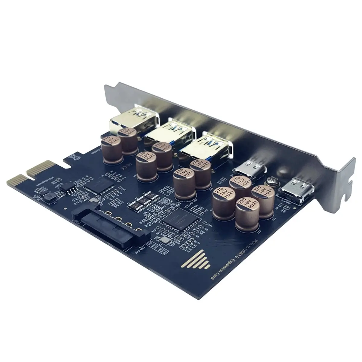 PCI-E 1X USB Expansion Card 5Gbps 3xUSB-A + 2xUSB-C PCIE to USB3.2 Gen1 5Gbps Adapter PCI-E to USB 3.2 Type-C Expand HUB