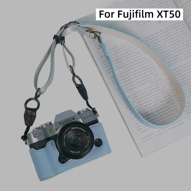 

Для Fujifilm XT50 кожаная основа, защитный чехол, кожаный ремешок для сумки в стиле ретро X-T50, профессиональная защита камеры, половина чехла, ремешок