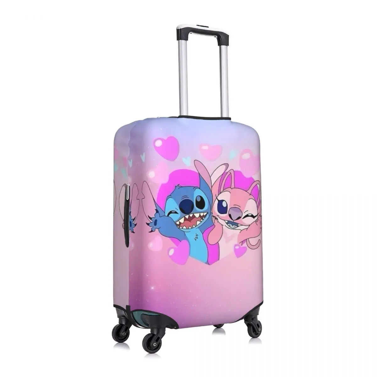 MINISO Stitch Love Heart Suitcase Cover  Cartoon Custom Holiday Strectch Luggage Supplies Cruise Trip Protector