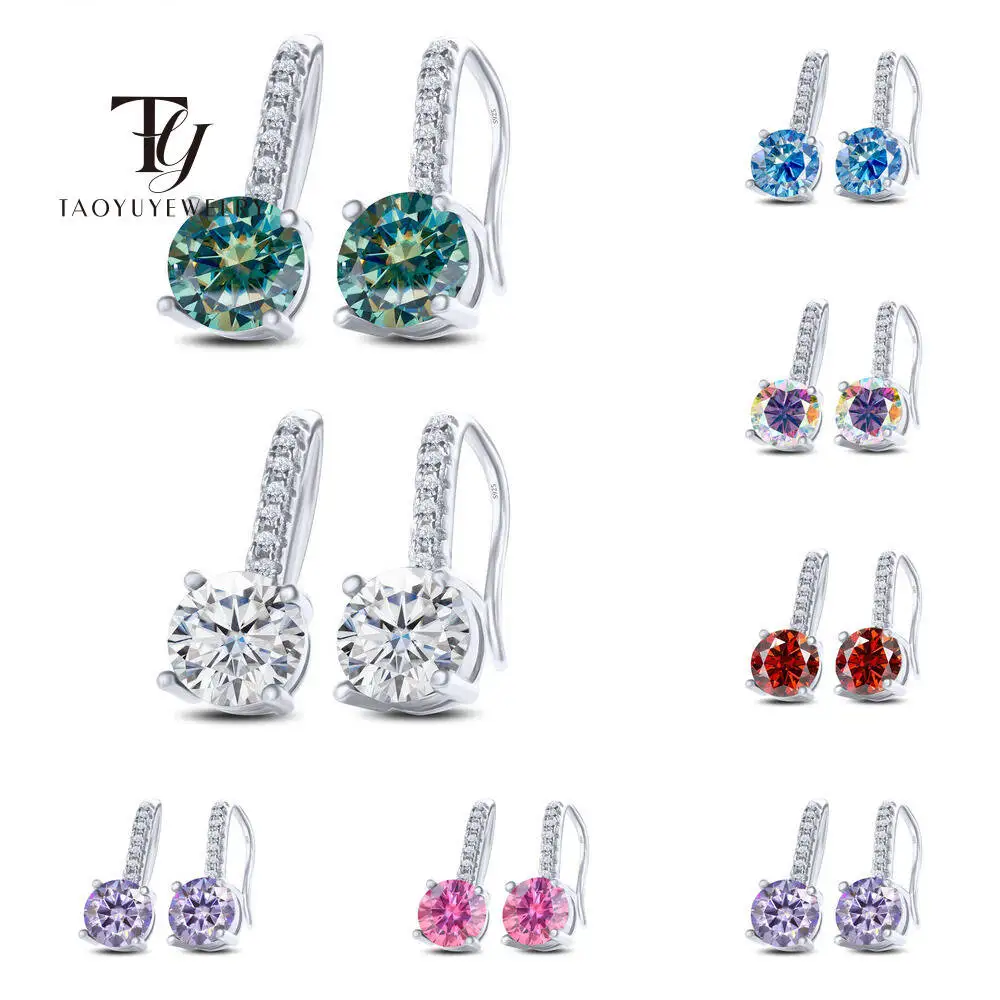 D Farbe 1ct 3mm echte Moissan ite Hoop Charm Ohrring 925 Sterling Silber Ohrring für Frauen funkelnden feinen Schmuck Geschenk mit gra