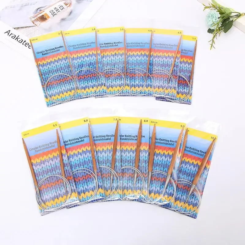 3-10mm Natürliche Bambus Rundstricknadeln Edelstahl Rohr Hoop Stricknadeln DIY Hand Nähen Werkzeuge Liefert