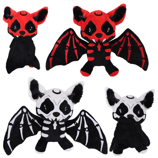 28cm Halloween dwukolorowy szkielet nietoperz pluszowa zabawka nadziewany szkielet zabawki zwierzęce śliczne pluszowe lalki Home Decor Halloween prezent świąteczny
