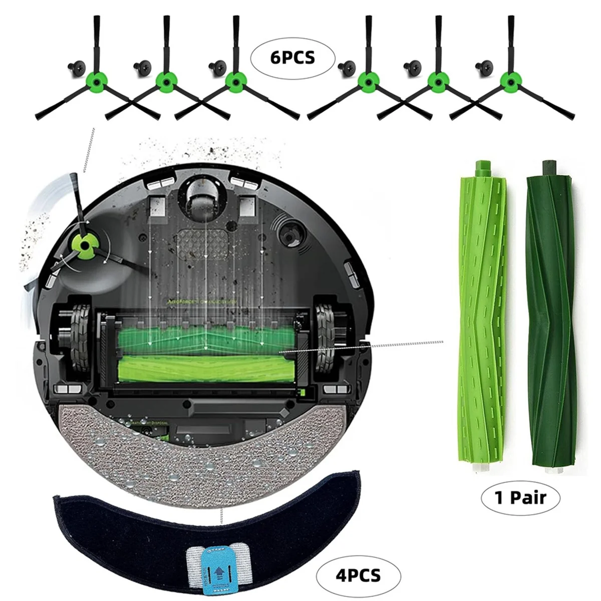 Części zamienne do iRobot Roomba Combo J7 +/J7 Plus odkurzacz robot szczotki gumowe + nakładki do mopa + filtry HEPA