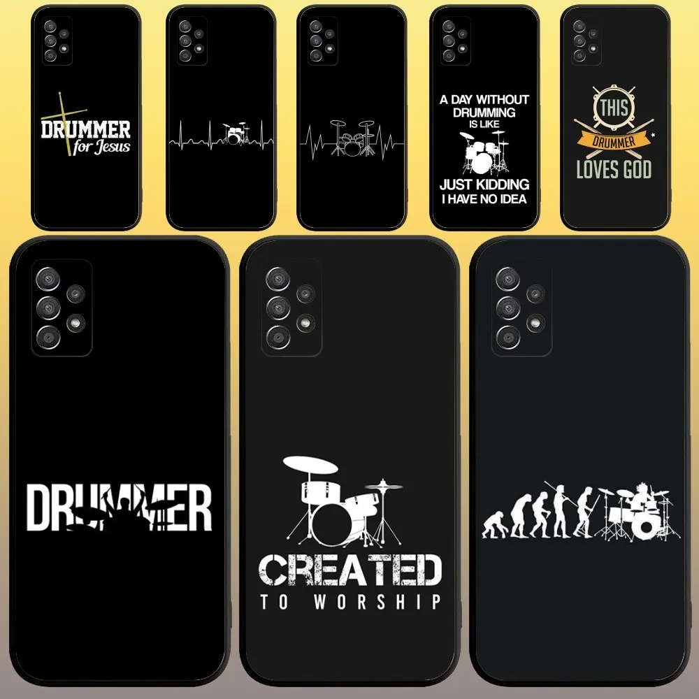 Drum Drummer Music Dj Phone Case for SamsungA 91,80,73,72,71,70,53,52,51,42,41,40,32,31,30,22,21,20,13 S 4G 5G Soft Black Case