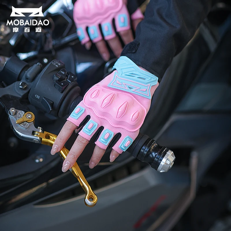 

Летние мотоциклетные перчатки без пальцев, дышащие, ударопрочные, для езды на мотоцикле и велосипеде, противоскользящие