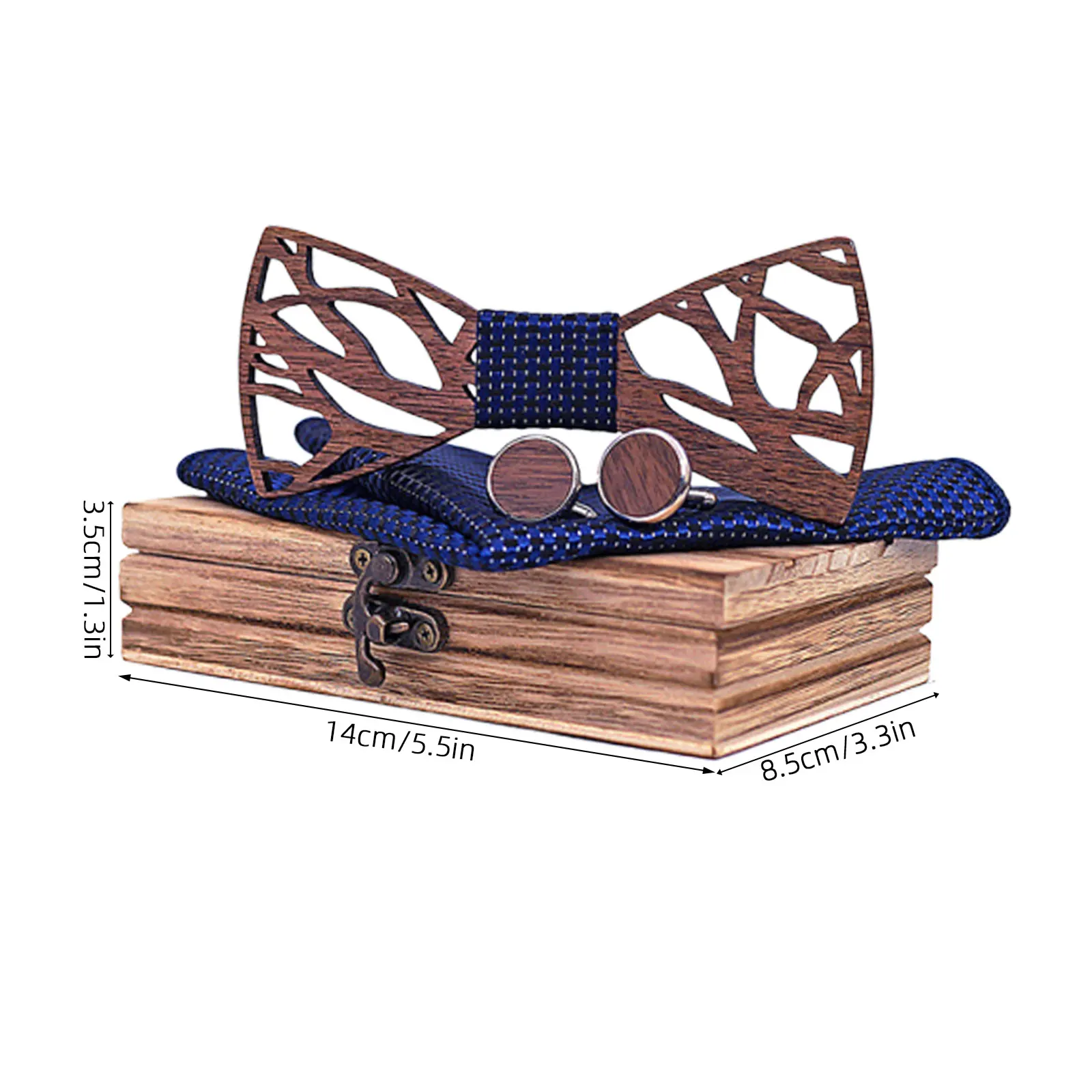 

4pcs Wooden Men Bow Tie Set Hollow Bowtie for Wedding Party Accessories Elastic Band Durable Long Term Use Solid Color