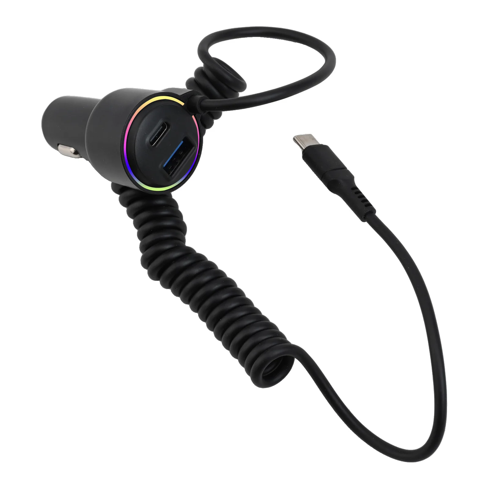 Coiled Cable Charger 12V Voltage 75W Car Charger Built-in for smart Chip Compatible With Phones Compatible With Tablets