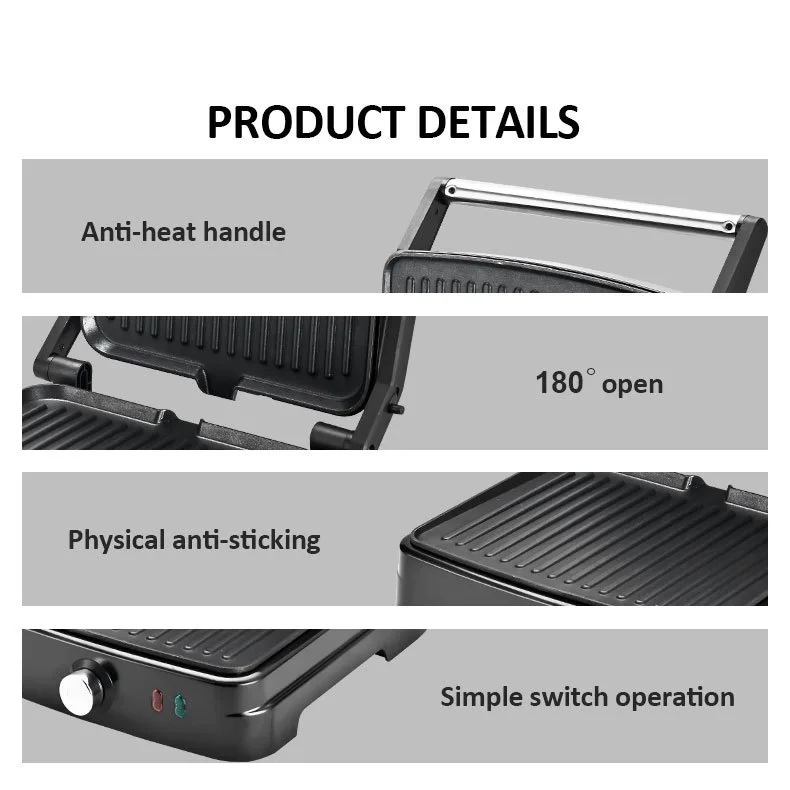 Electric barbecue machine Household non-stick barbecue grill Double-sided heating breakfast machine