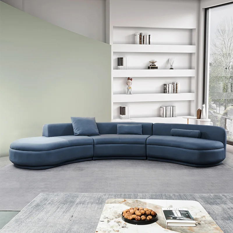 Nordic curved large semicircular sofa modern special-shaped corner Italian minimalist technology matte flannel large flat-layer
