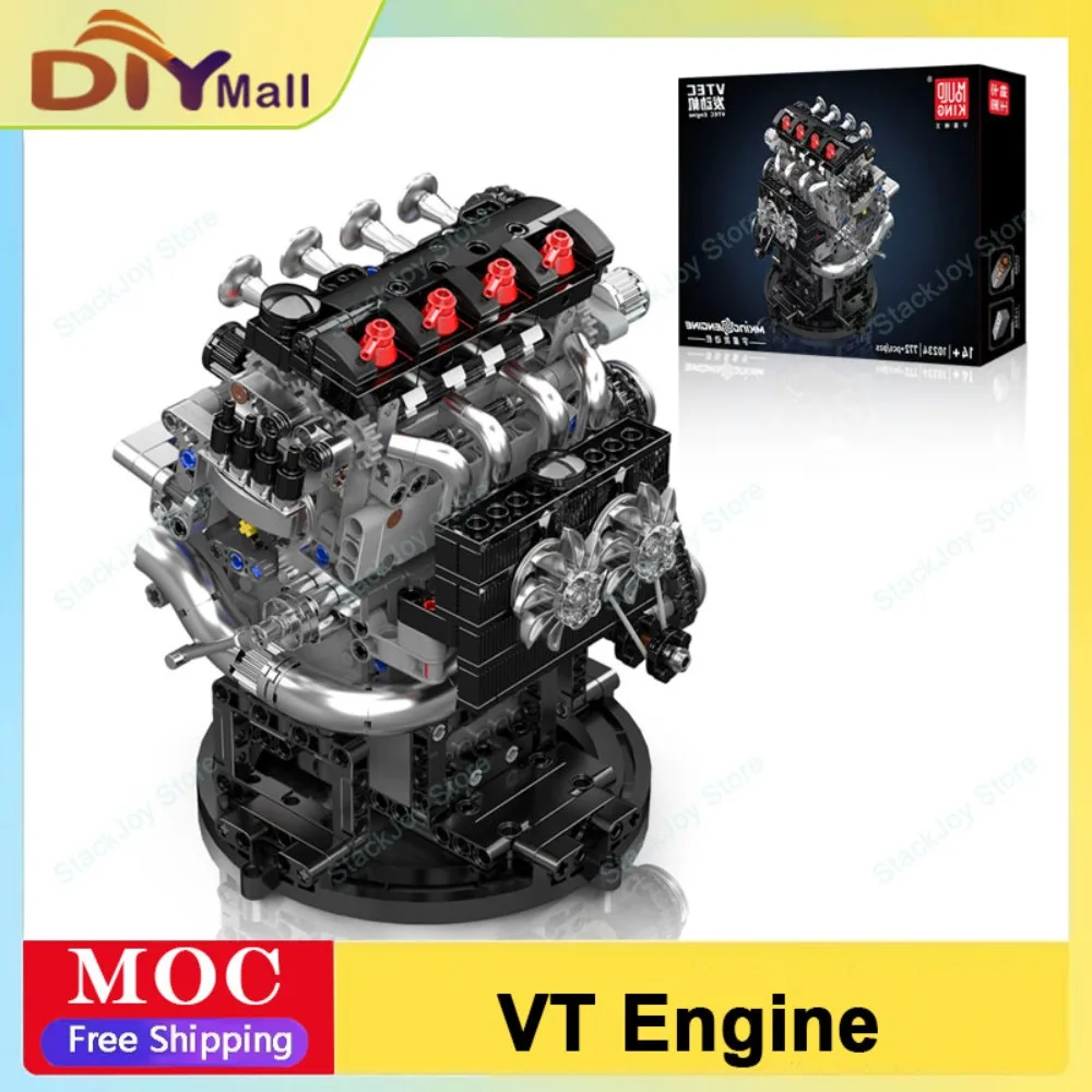 

MOLD KING 10234 VT модель двигателя, набор строительных блоков, моторизованная имитационная модель, головоломка, сборка игрушек, Рождественский подарок