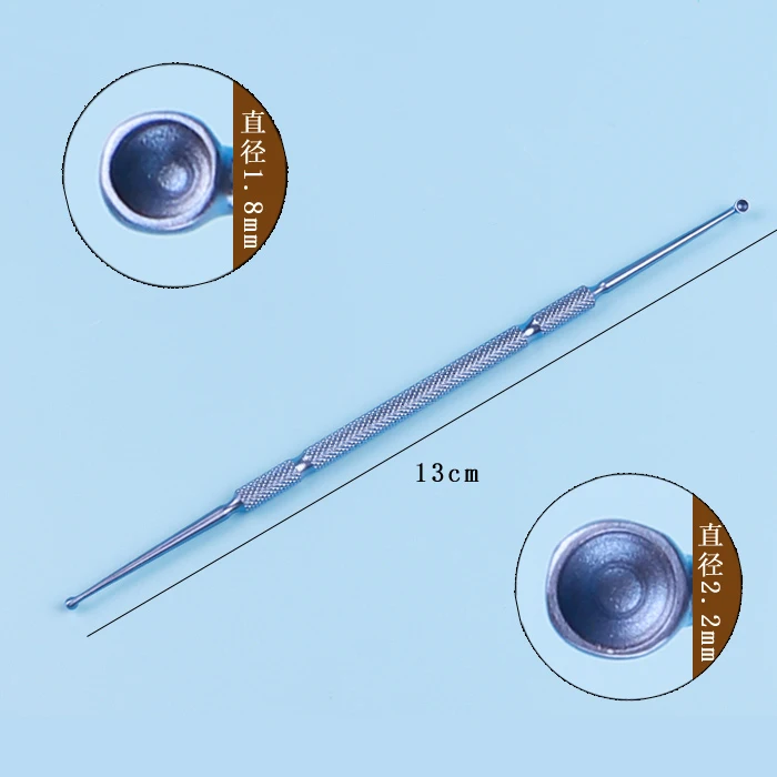 Cuchara de raspado microoftálmica, instrumentos médicos, cucharas de raspado de titanio, blefaroplastos de doble punta