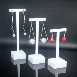 New Fashion Acrylic T-Shaped Earring Display Stand Jewelry Counter Shooting Prop White Earring Display Stand Holder 3pcs/set