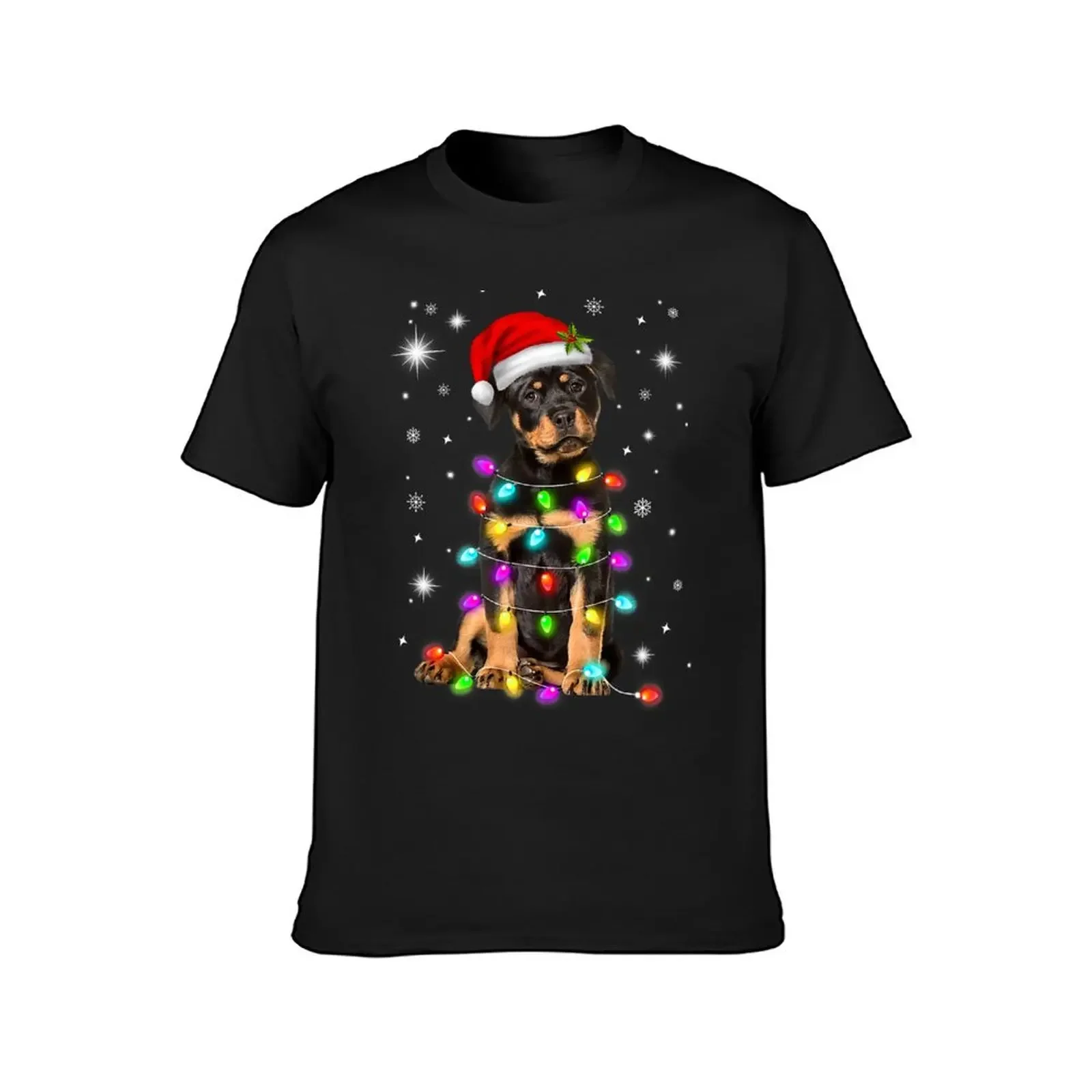 Christmas With Rottweiler Dog T-Shirt blue archive anime figures summer clothes hippie clothes mens t shirts pack