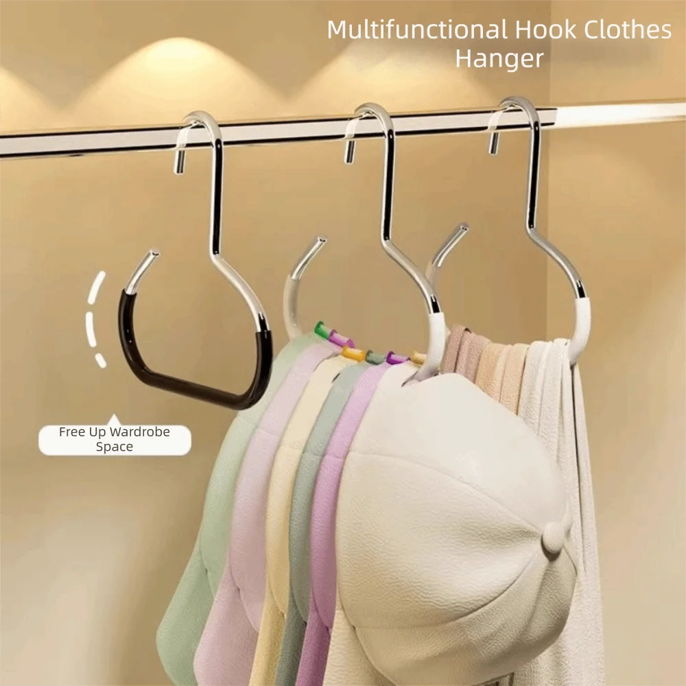 5Pcs Non-Slip Hat Hanger Metal Durable Hanging Hat Organizer Rack Multi-Purpose Non-Marking Creative Hat Ring Hook Wardrobe