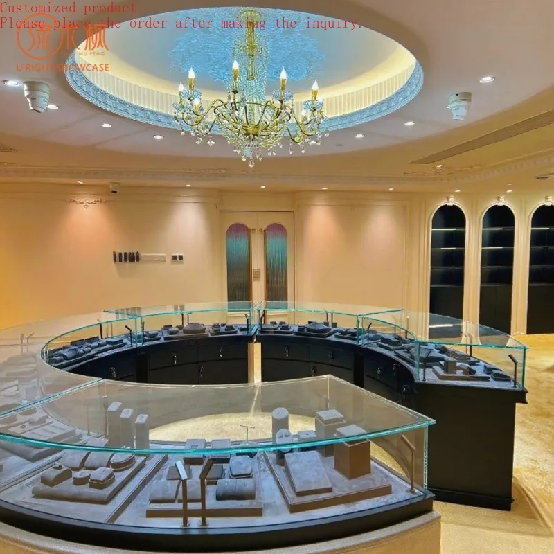 

Custom.Custom European Luxury Jewelry Display Cabinets - High-End Boutique Arched and Black Finished Showcase Cases
