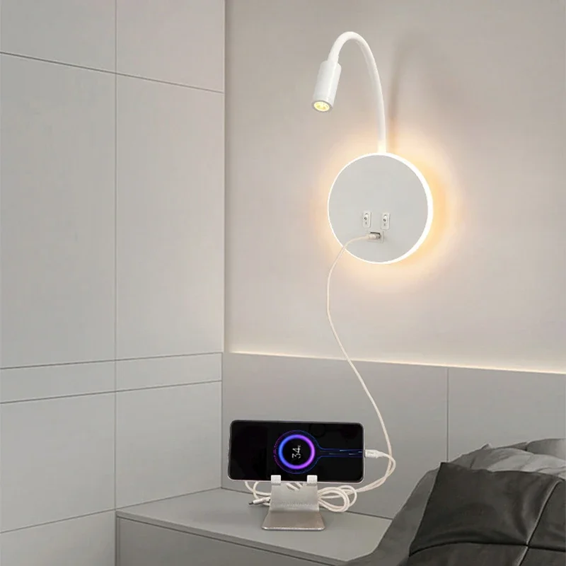 Reading Wall Lamp With USB TYPE-C Wall Light LED Ambient Light Bedside Indoor Lighting Room Decor Hotel Bedroom Living Room