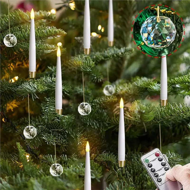 FAST-Christmas Tree Candles With Remote LED Candle Lights Christmas Tree Ornaments Flameless Warm Light Candlesticks