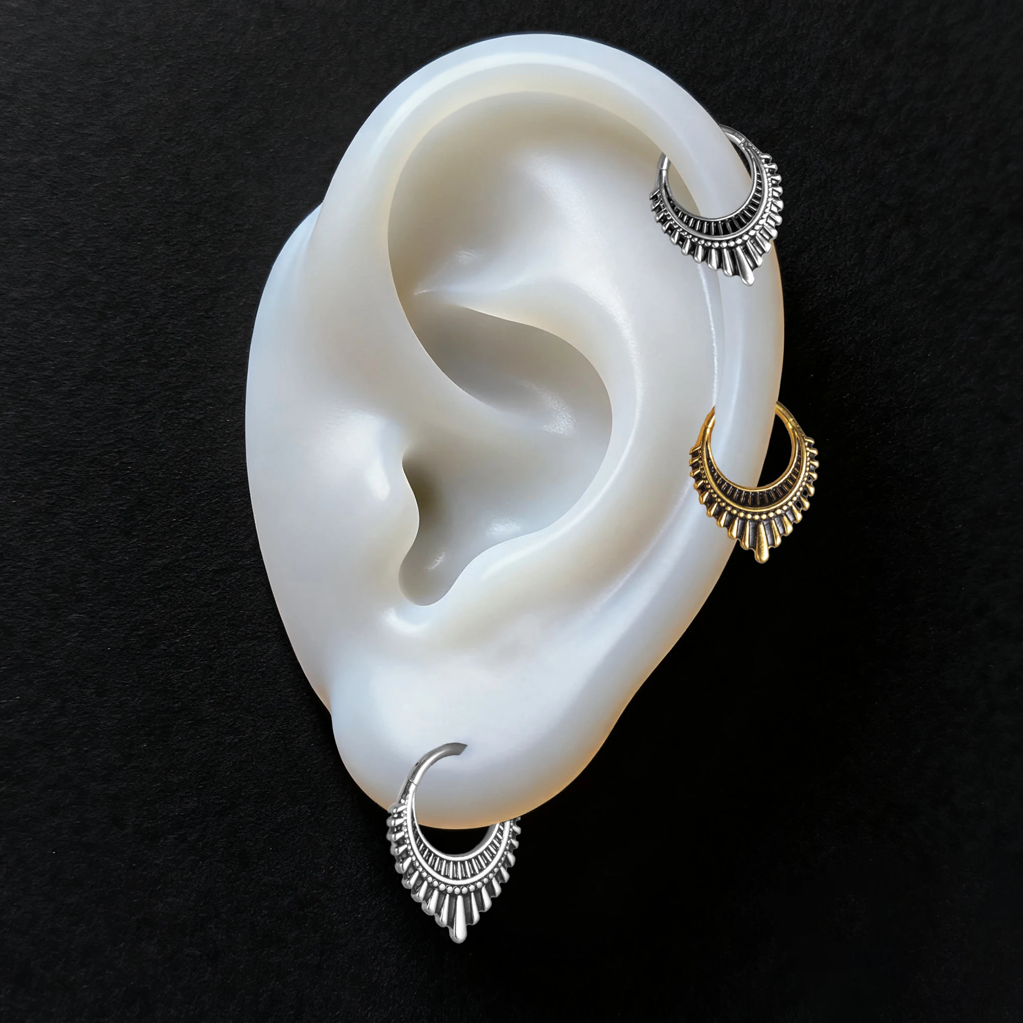 Doearko1pc Tribal Crescent Septum Nose Ring Vintage Sunburst Cuff Nose Hoop Hypoallergenic 316 Stainless Steel Ethnic Jewelry view 4