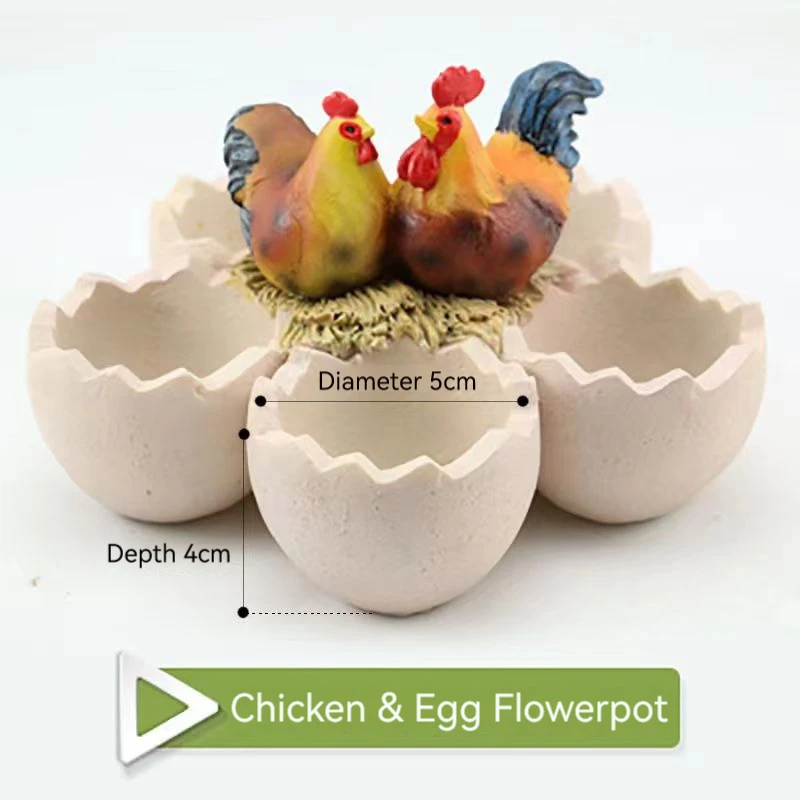 Creative Eggshell Flower Pot Chicken/Bird Nest Flowerpots 5 Egg House Succulent Planters Henhouse Planter Decorative for Garden