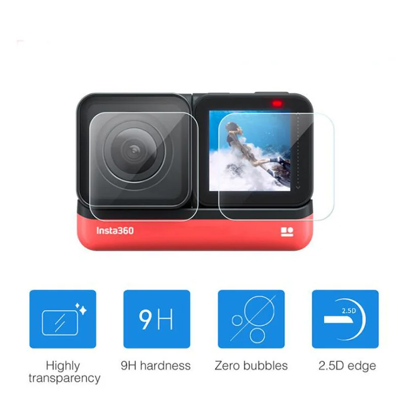 硬質ガラススクリーンプロテクターためInsta360 1 r/rsツイン1インチ版4 18kアクションカメラライカレンズ液晶保護フィルム