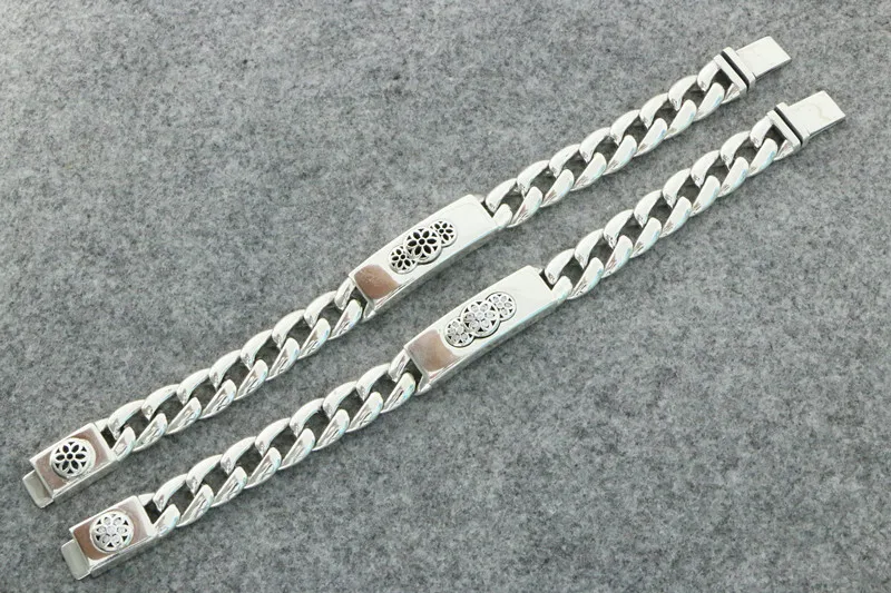 S925 Sterling Silver Simple Punk Bare Silver Six Star Bracelet Korean Version Fashion Bracelet Thai Silver Fashion Brand Silver